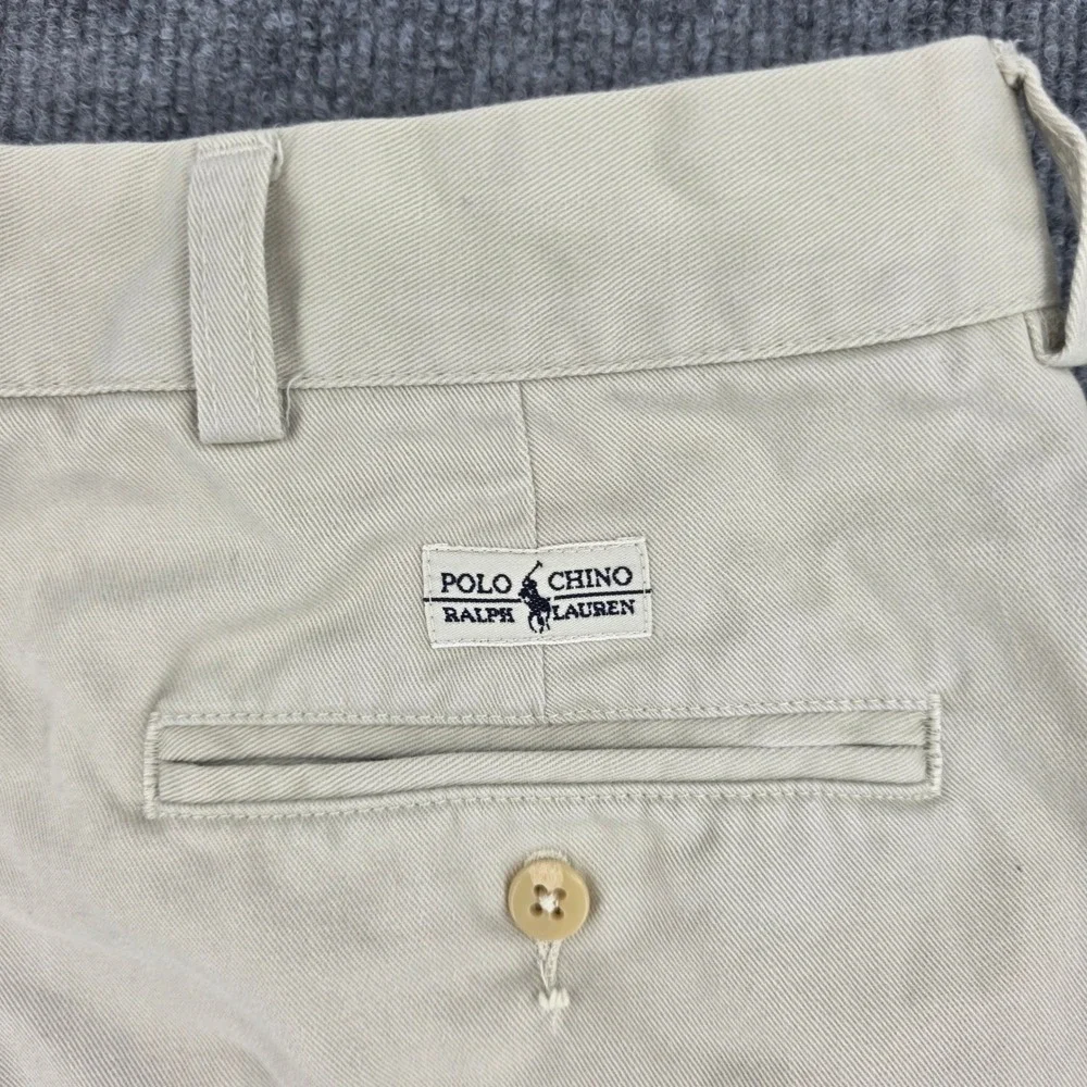 Polo Ralph Lauren Hammond Pant Mens 40x32 Khaki Tan Pleated Cuffed Cotton Chinos